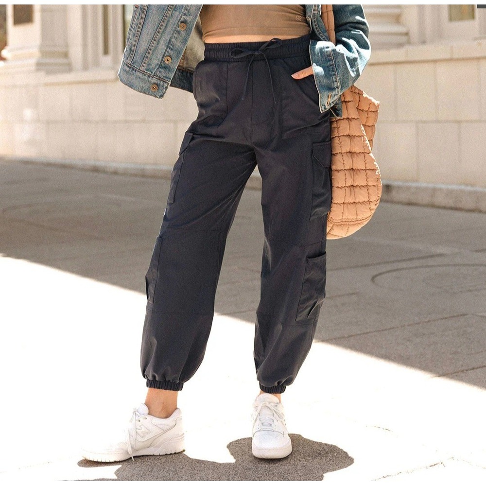 Albion Fit Jetsetter Cargo Joggers Elastic Waist Drawstring Pants Size L Petite